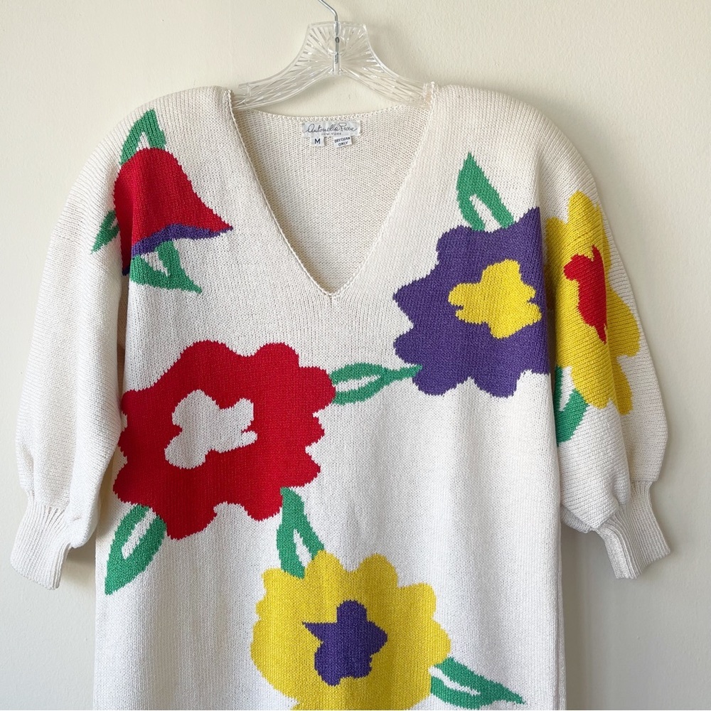 ANTONELLA PREVE vintage Floral knitted  Sweater Dress - Picture 6 of 15
